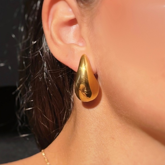 18K Gold Teardrop earrings*raindrop earrings*drop earrings*BV Drop earrings*BV - Picture 5 of 5